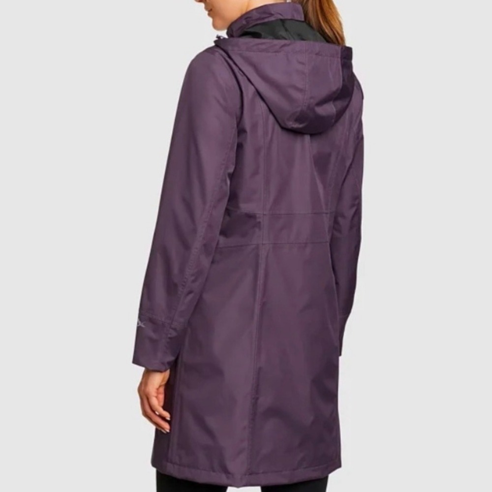 Eddie Bauer Girl On The Go Purple Hooded Rain Trench Coat Jacket 7346 Plum 2X - Picture 3 of 11